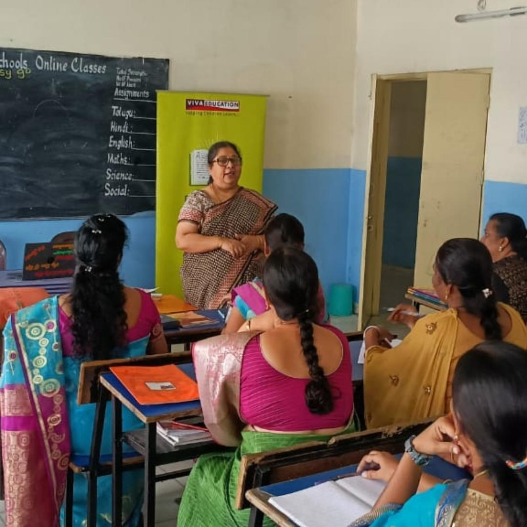 A WORKSHOP TO HELP PRE-PRIMARY TEACHERS USING OUR EARLY STEPS SERIES WAS CONDUCTED BY MS N. NALINI RAO AT ONE OF OUR USER SCHOOLS IN BACHUPALLY. HERE'S A GLIMPSE OF TEACHERS LEARNING TO USE ALL THE FEATURES OF THE SERIES FOR THE BETTERMENT O